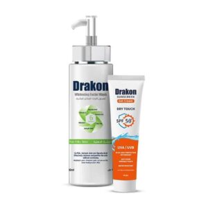 Drakon® Whitening Facial Cleanser For Oily & Combined Skin & Sunscreen Gel Dry Touch SPF 50+
